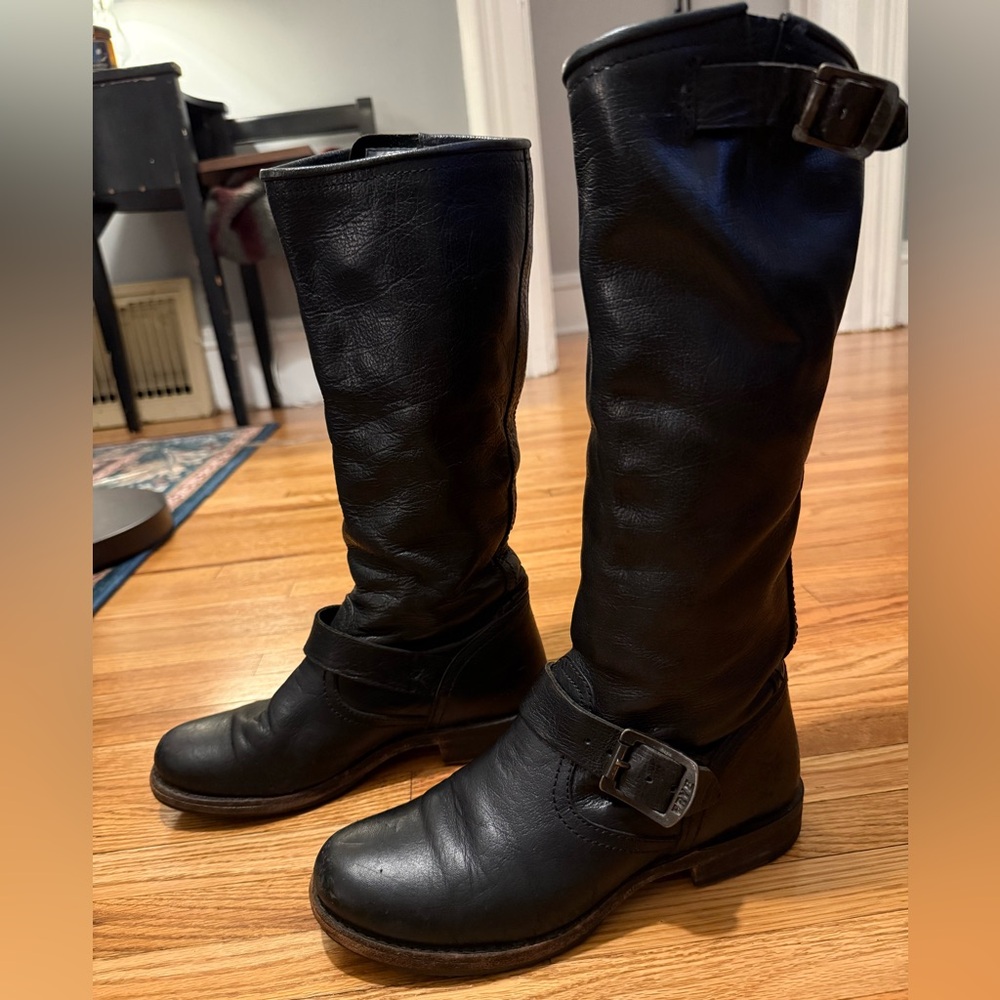 ❌ SOLD ❌ Frye Black Leather Veronica Slouch Tall Boots